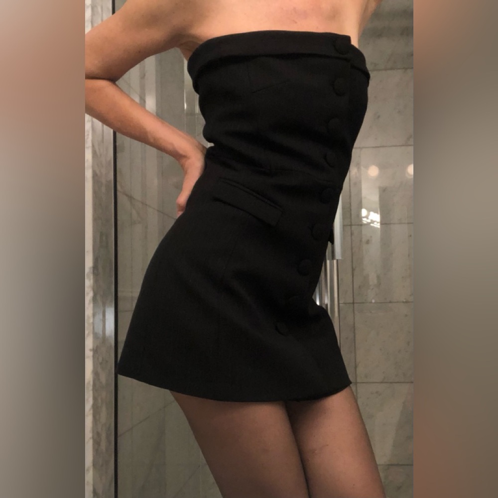 Strapless pin stripe dress